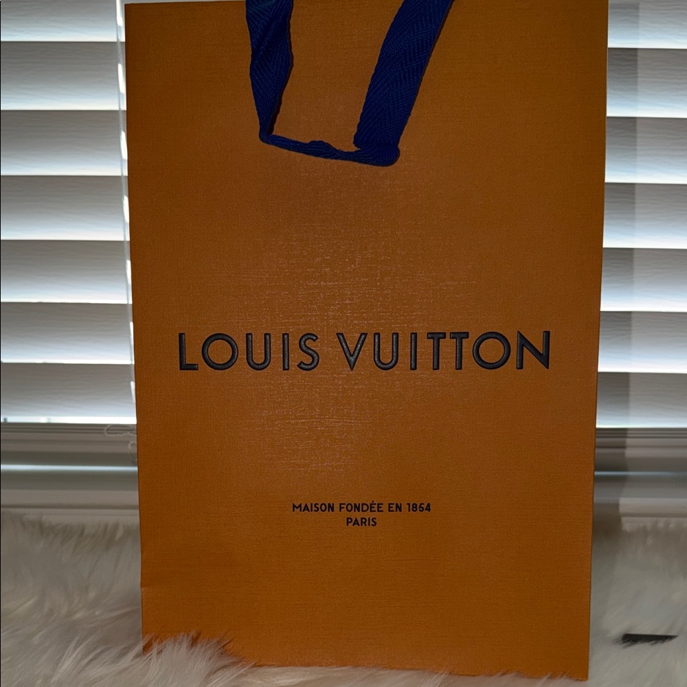Louis Vuitton Orange Shopping Bag with Blue Handles - Picture 7 of 13